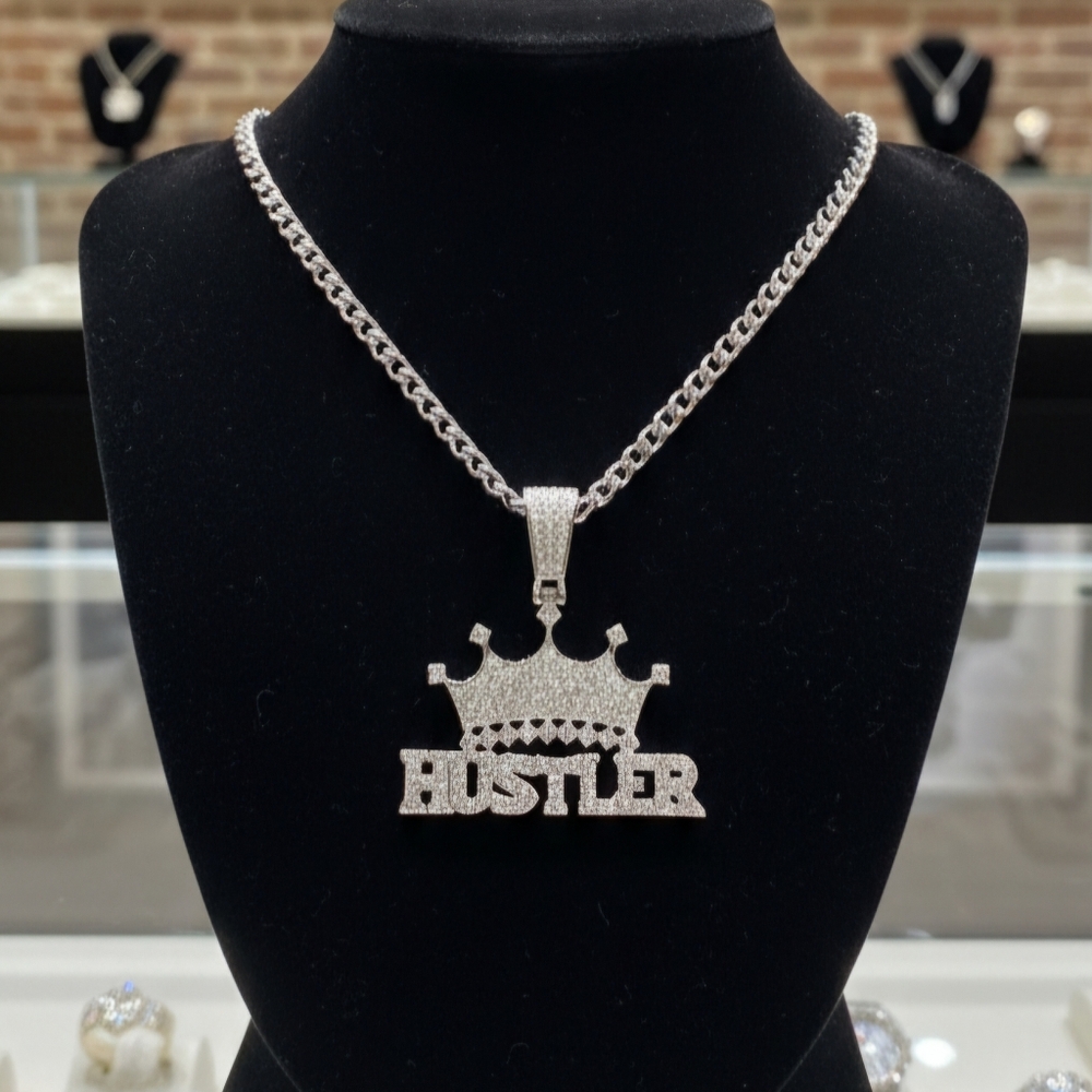 *NEW!* 14K White Gold Micropave Hustler Pendant